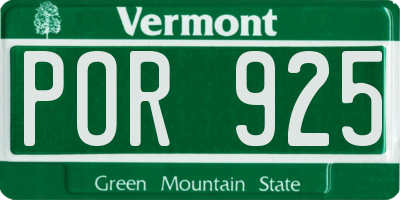 VT license plate POR925