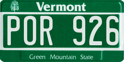 VT license plate POR926