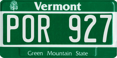 VT license plate POR927