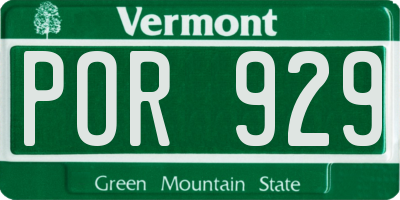 VT license plate POR929