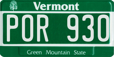 VT license plate POR930