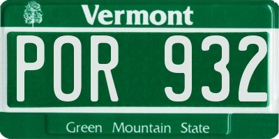 VT license plate POR932