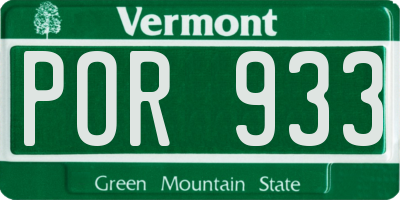 VT license plate POR933