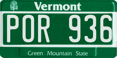 VT license plate POR936