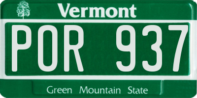 VT license plate POR937