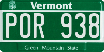 VT license plate POR938