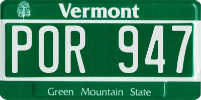 VT license plate POR947