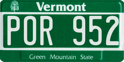 VT license plate POR952
