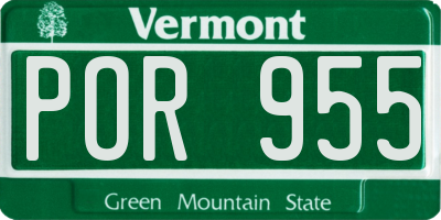 VT license plate POR955