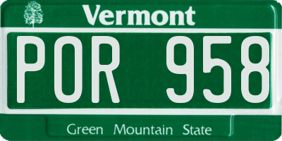 VT license plate POR958