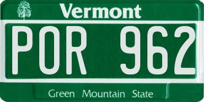 VT license plate POR962