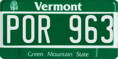 VT license plate POR963