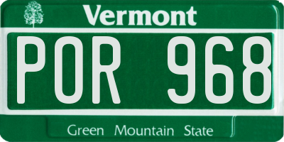 VT license plate POR968