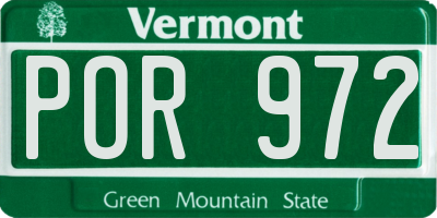 VT license plate POR972