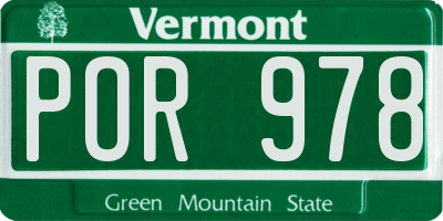 VT license plate POR978
