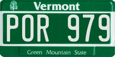 VT license plate POR979