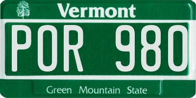 VT license plate POR980