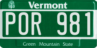 VT license plate POR981