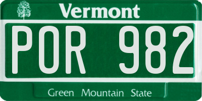 VT license plate POR982