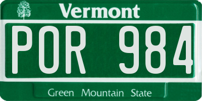 VT license plate POR984