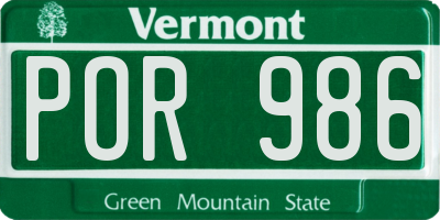 VT license plate POR986