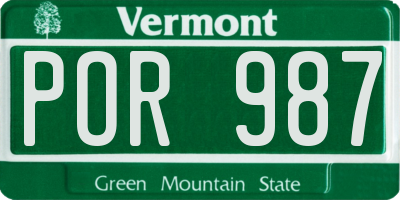 VT license plate POR987