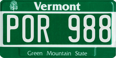 VT license plate POR988