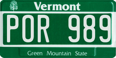 VT license plate POR989