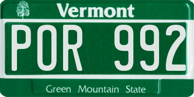 VT license plate POR992