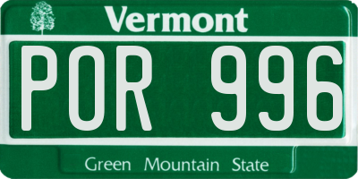 VT license plate POR996