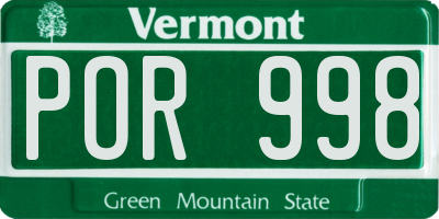VT license plate POR998