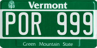 VT license plate POR999