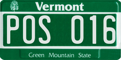 VT license plate POS016