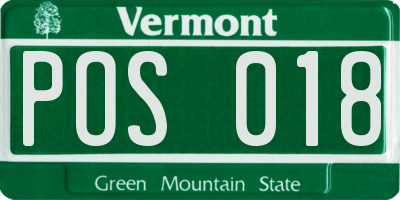 VT license plate POS018