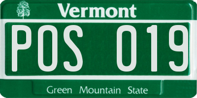VT license plate POS019