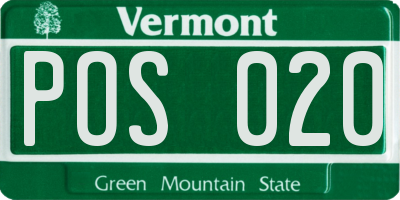 VT license plate POS020