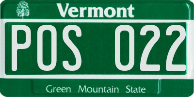 VT license plate POS022