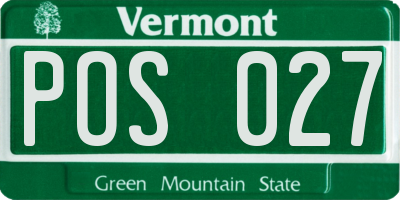 VT license plate POS027