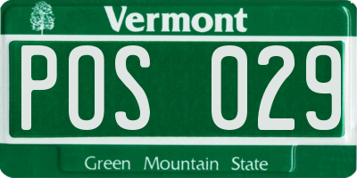 VT license plate POS029