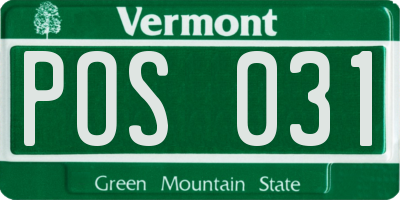 VT license plate POS031