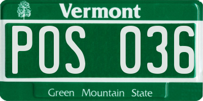 VT license plate POS036