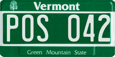 VT license plate POS042