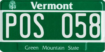 VT license plate POS058