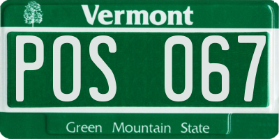 VT license plate POS067