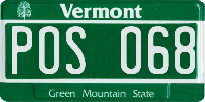 VT license plate POS068