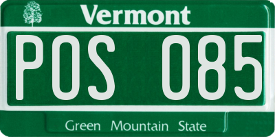 VT license plate POS085