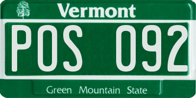 VT license plate POS092