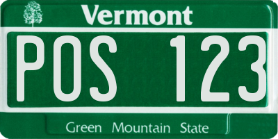VT license plate POS123