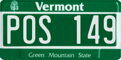 VT license plate POS149
