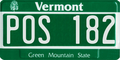 VT license plate POS182